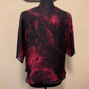 Milly Abstract Pink & Black Silk‎ Blouse
